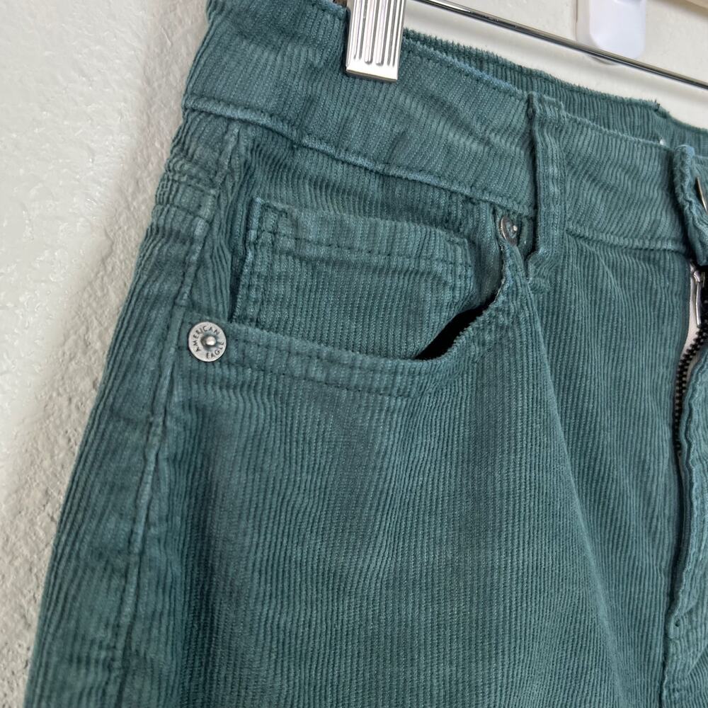 American Eagle Women's Size 2 Corduroy Mom Straight Jeans Teal Green Stretch - Picture 7 of 11